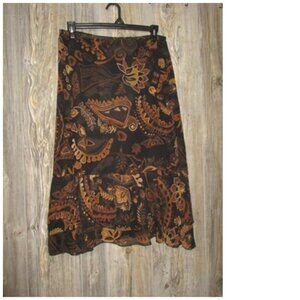 West End Skirt Womens Petite XL PXL Brown Paisley Fairy Grunge Fall Whimsigoth